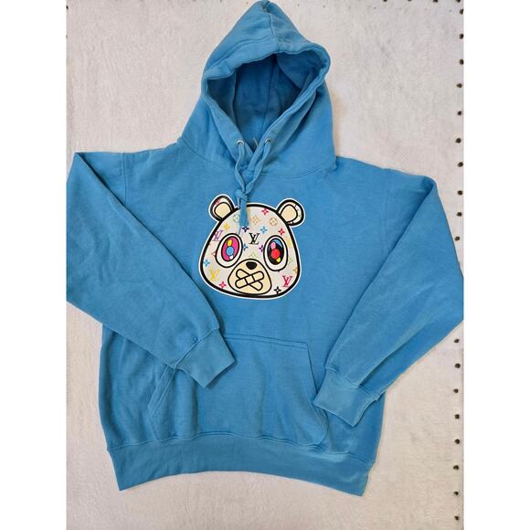Luxury Fashion Bear Hoodie- Men's Large Hoodie -Blue LV - Kanye - Picture 1 of 6